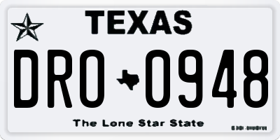 TX license plate DRO0948