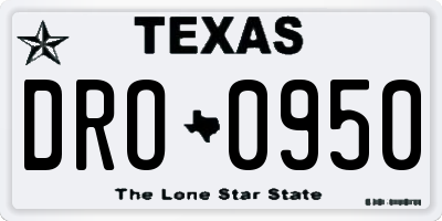 TX license plate DRO0950