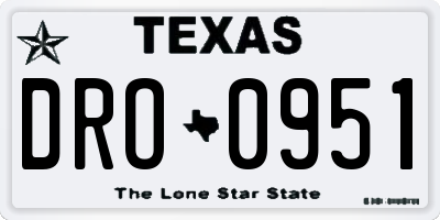 TX license plate DRO0951