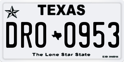 TX license plate DRO0953