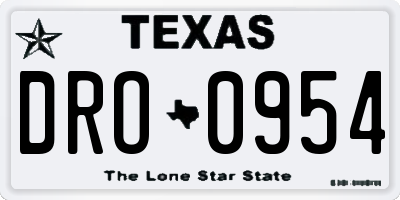 TX license plate DRO0954