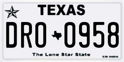TX license plate DRO0958