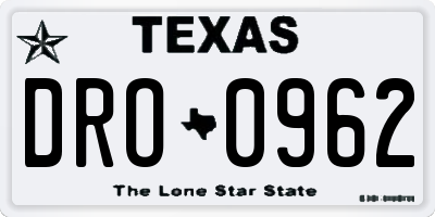 TX license plate DRO0962