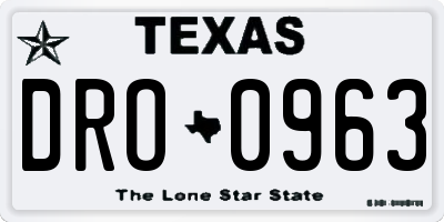 TX license plate DRO0963
