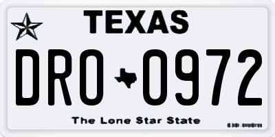 TX license plate DRO0972