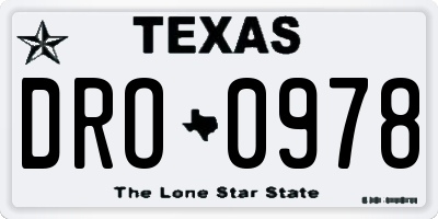 TX license plate DRO0978