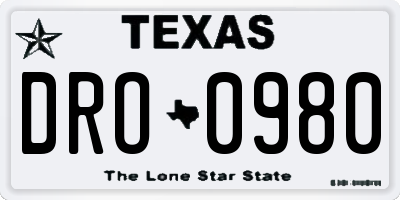 TX license plate DRO0980