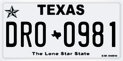 TX license plate DRO0981