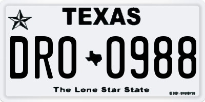 TX license plate DRO0988