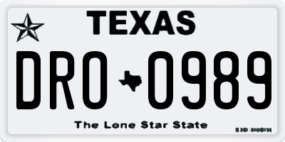 TX license plate DRO0989