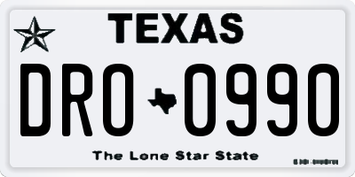 TX license plate DRO0990