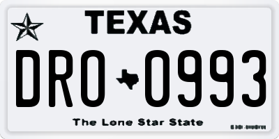 TX license plate DRO0993