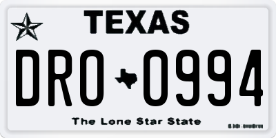 TX license plate DRO0994