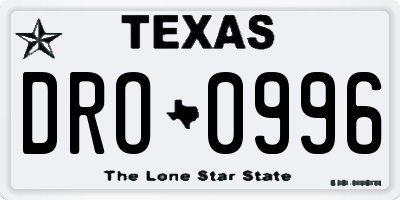 TX license plate DRO0996