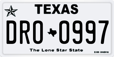 TX license plate DRO0997