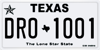 TX license plate DRO1001