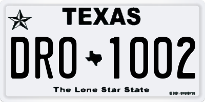 TX license plate DRO1002