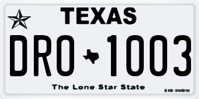 TX license plate DRO1003