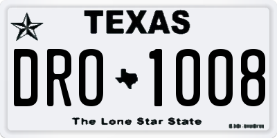 TX license plate DRO1008