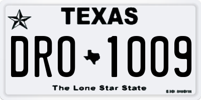 TX license plate DRO1009