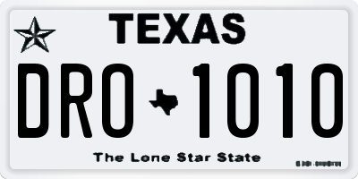 TX license plate DRO1010