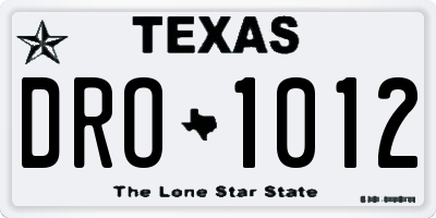 TX license plate DRO1012