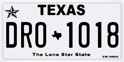 TX license plate DRO1018