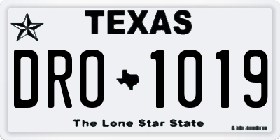 TX license plate DRO1019