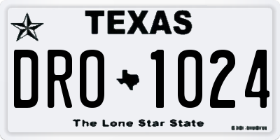 TX license plate DRO1024
