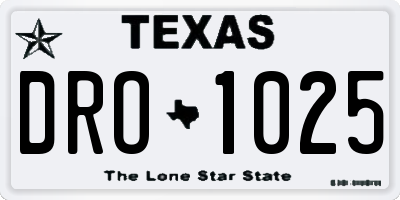 TX license plate DRO1025