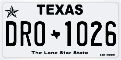 TX license plate DRO1026
