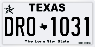 TX license plate DRO1031