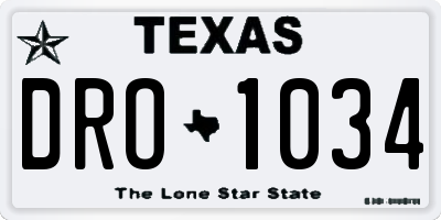 TX license plate DRO1034