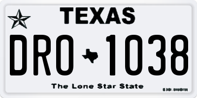 TX license plate DRO1038