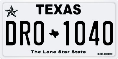 TX license plate DRO1040