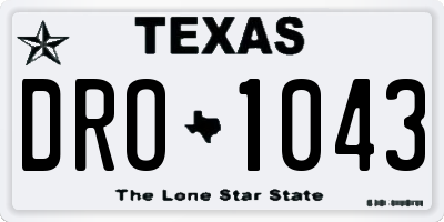 TX license plate DRO1043