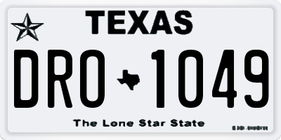 TX license plate DRO1049