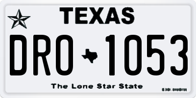TX license plate DRO1053