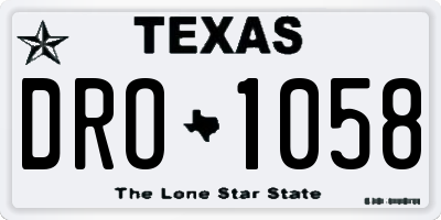 TX license plate DRO1058