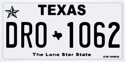 TX license plate DRO1062