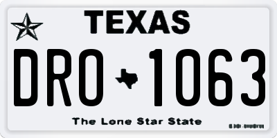 TX license plate DRO1063