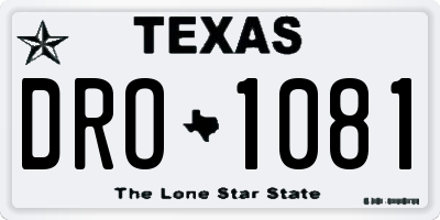TX license plate DRO1081