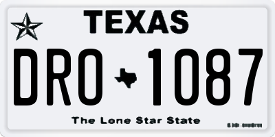 TX license plate DRO1087