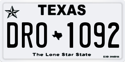 TX license plate DRO1092