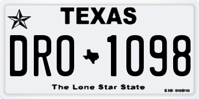 TX license plate DRO1098
