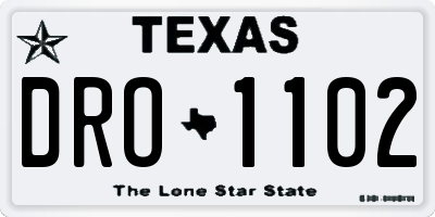 TX license plate DRO1102