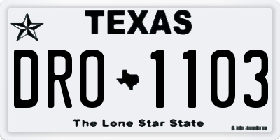 TX license plate DRO1103