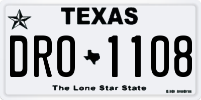TX license plate DRO1108