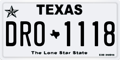 TX license plate DRO1118