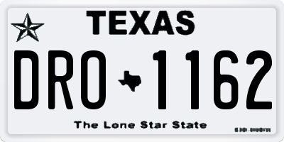 TX license plate DRO1162
